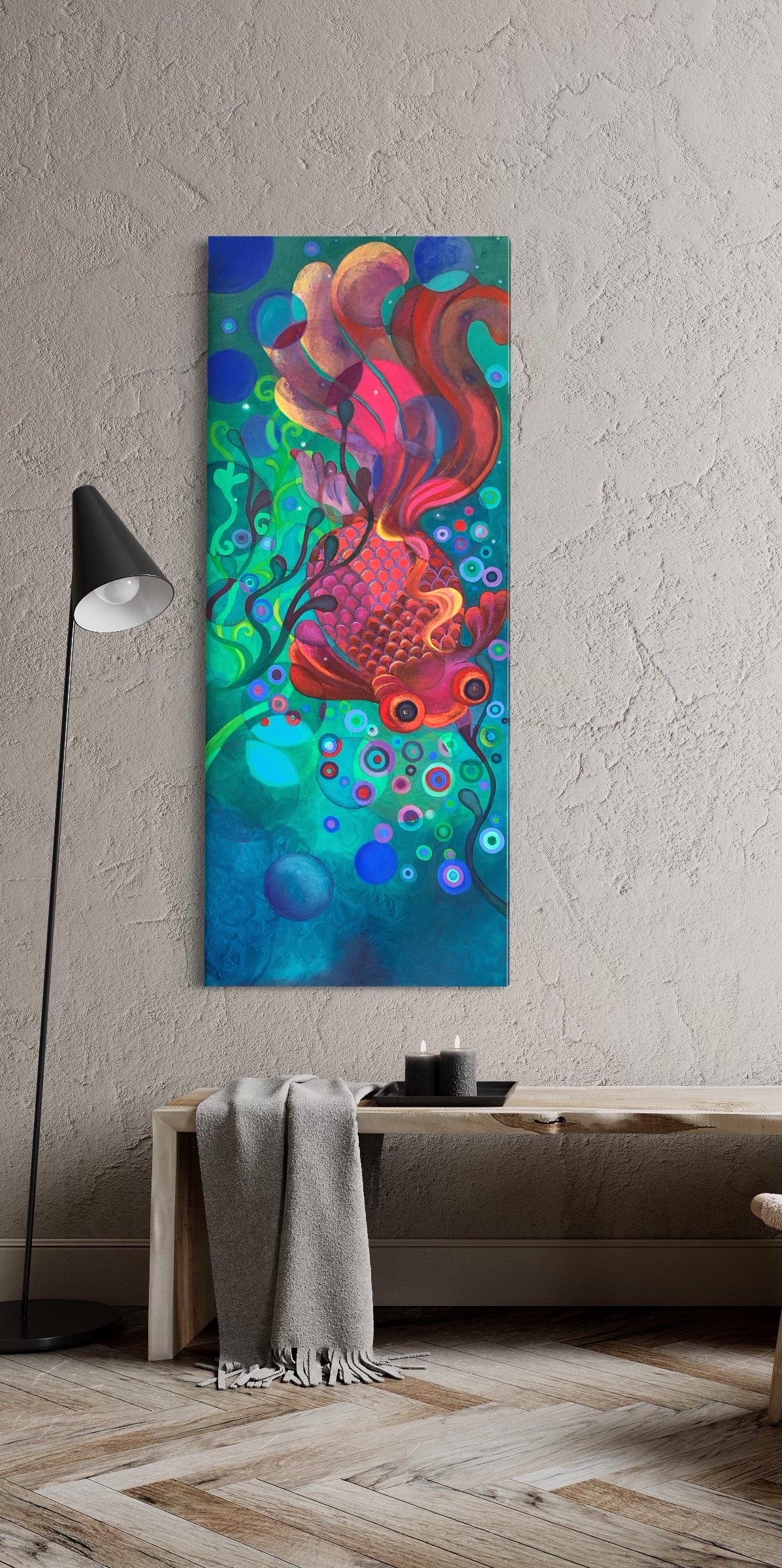 Somethin’ fishy II - Water Shaped - original art -  oil on canvas