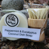 Coconut & Olive hard dish soap with or without bamboo pot scrubber & coconut bowl