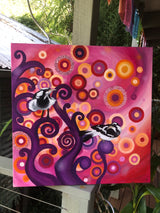 Magpie Larks at Sunset ~ oil on canvas