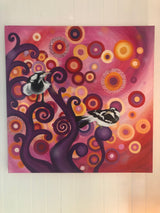 Magpie Larks at Sunset ~ oil on canvas