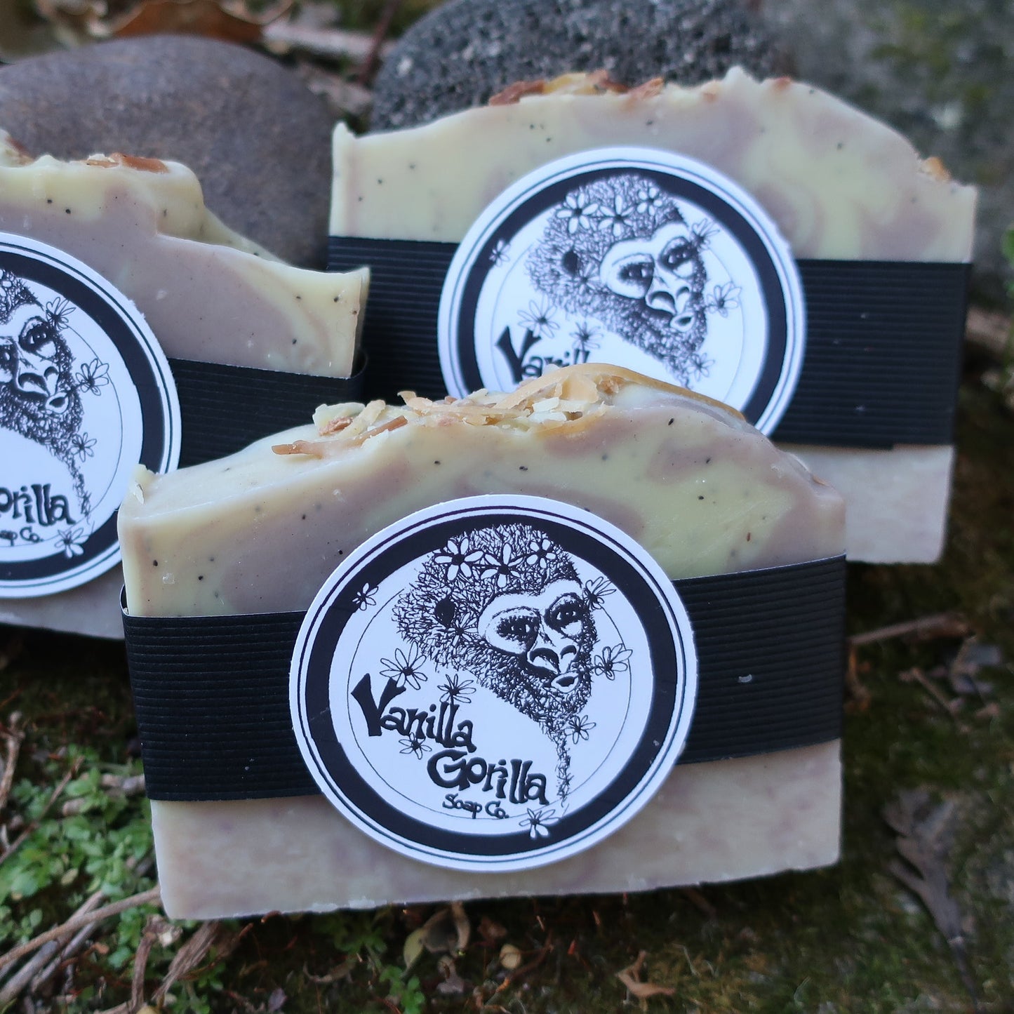 Subtle lavender and rose geranium soap bars with purple clay luxurious bar soap