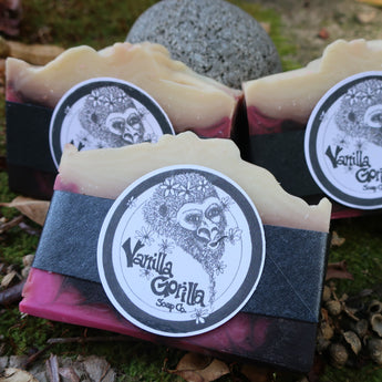 White, pink and black berry vanilla soap bars