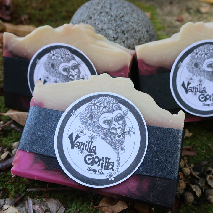White, pink and black berry vanilla soap bars