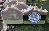 Three bars of soap with a 'Vanilla Gorilla' label on a natural background
