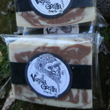 Two packages of Vanilla Gorilla soap on a grassy background