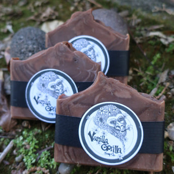 3 very vanilla swirly brown handmade soap bars yummo
