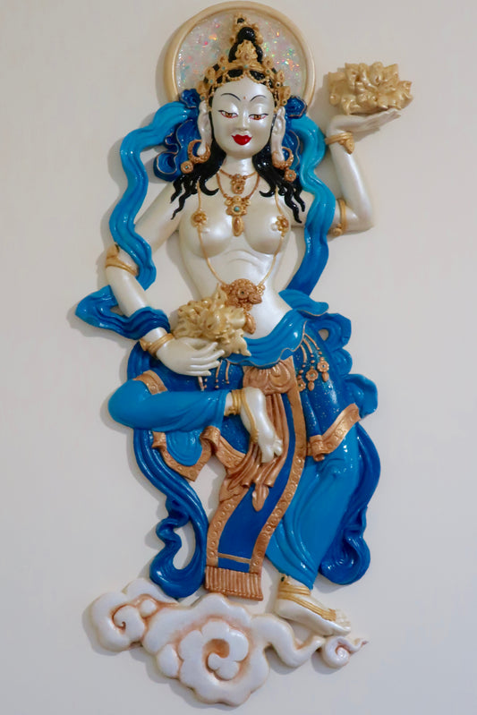 Tibetan Goddess ~ "Free Floating" white w/blue