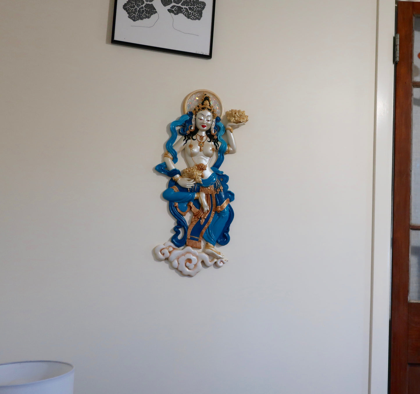 Tibetan Goddess ~ "Free Floating" white w/blue