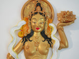 Tibetan Offering Goddess of flowers 'free~floating' wall decor (Yellow/gold)