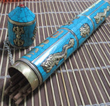Turquoise inlay metal Incense Holder Tube - Eyescape Designs