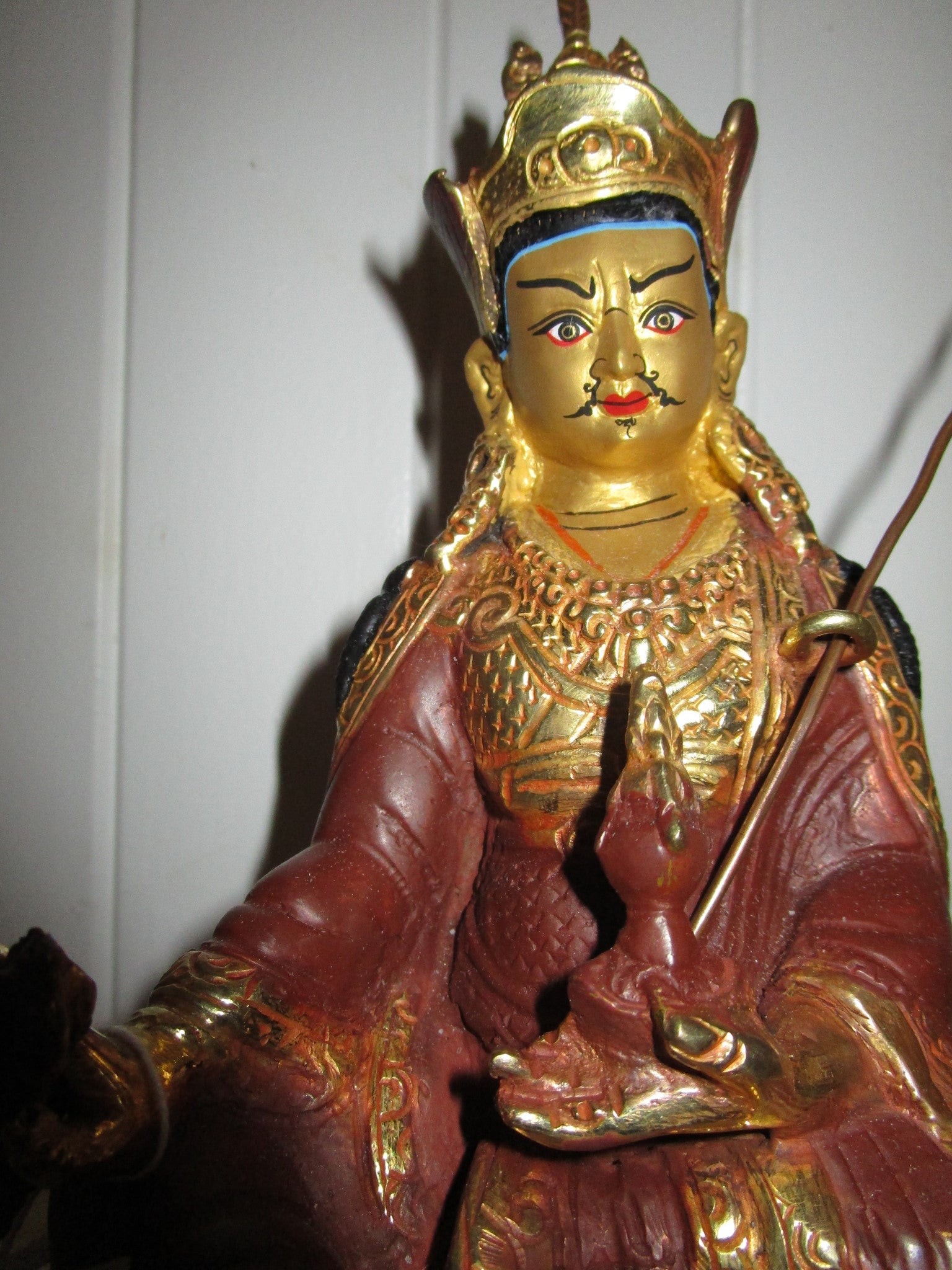 Padmasambhava Statue ~ 8" Bronze w/ Gold detail - Eyescape Designs