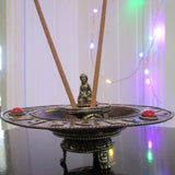 sml Buddha statue on round base bronze Incense Burner 