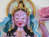  Goddess wall plaque Tibetan Offering flowers ~ "Free Floating"(pink/blue)