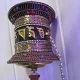 metal handcrafted prayer wheel ~ om mani padme hum ~