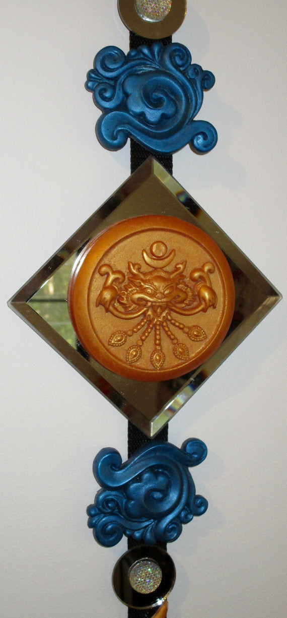 gold feng shui , mirror decor, wall art, 3d wall hanging