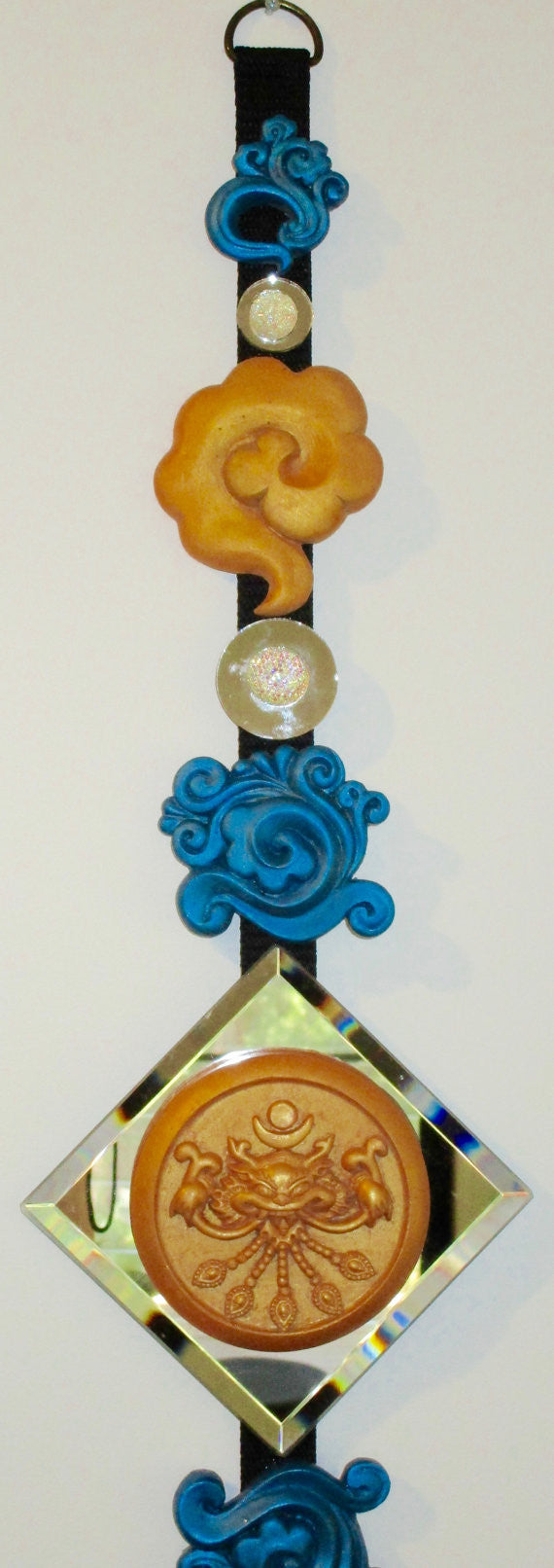 blue & gold wall art, feng shui, wall hanging ,   3d decor