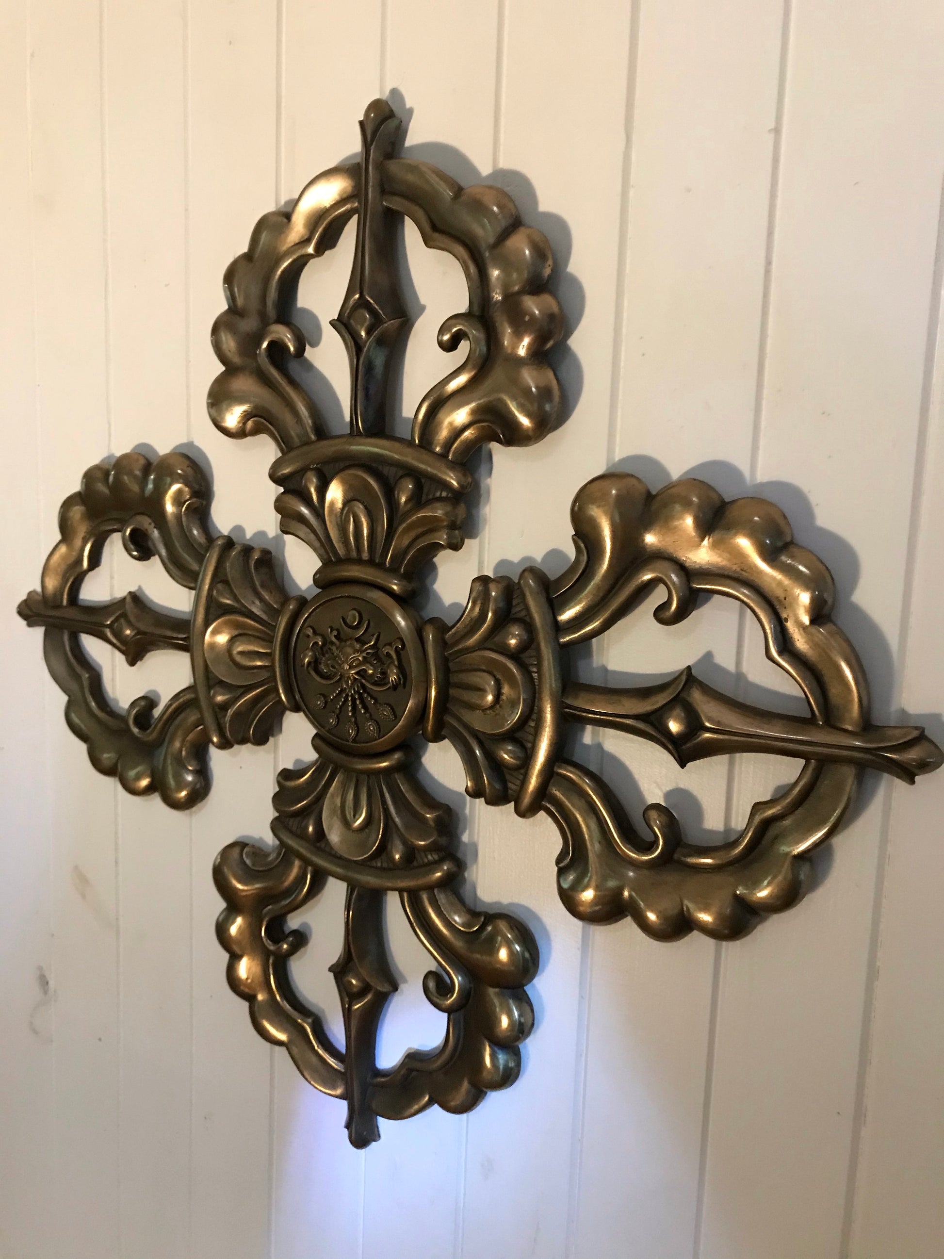  solid bronze wall art - double vajra 