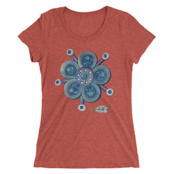 clay ladies t-shirt ~ funky blue flower art print
