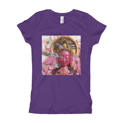 Girls shirt (youth)-grape-goddess art print-pink buddhist design