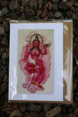 Pink Cloudland Goddess greeting card ~ magnet front ~ Buddhist design