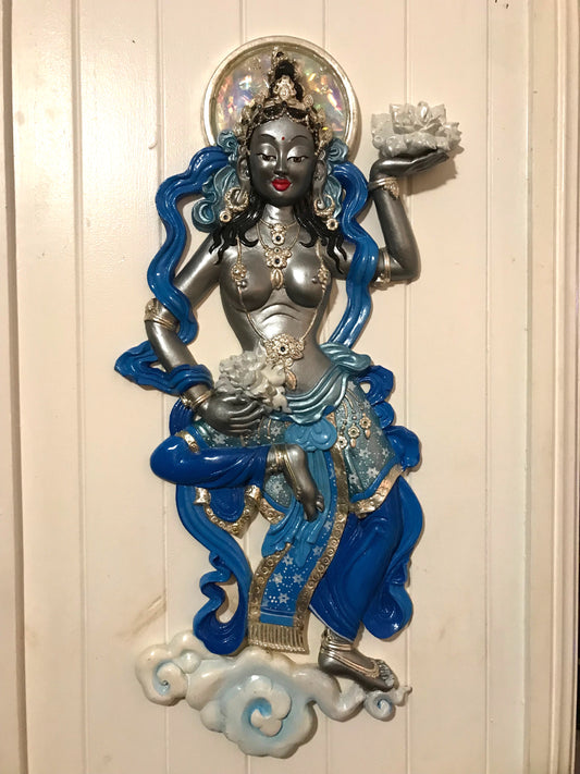 goddess floating wall art silver & blue